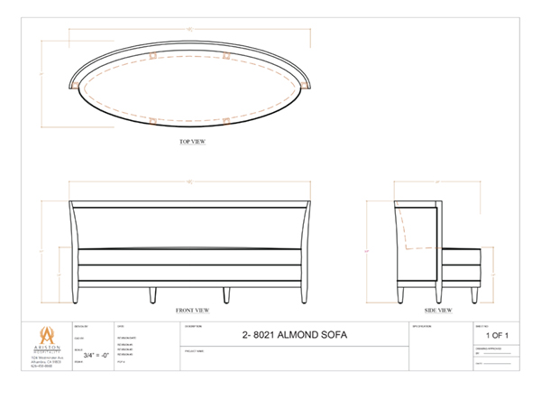 Download Almond Sofa CAD Drawing Image