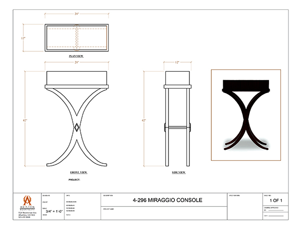 Download Miraggio Console Table CAD Drawing Image