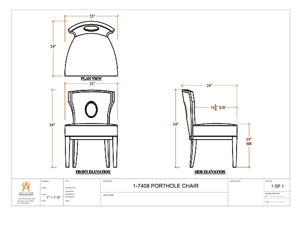 Download Porthole Side Chair CAD Drawing Image