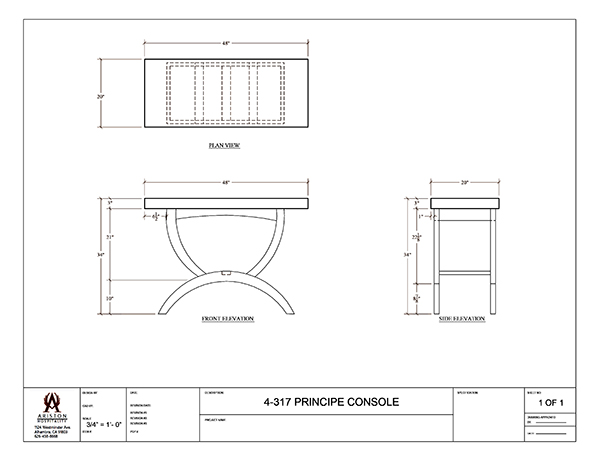Download Principe Console Table CAD Drawing Image