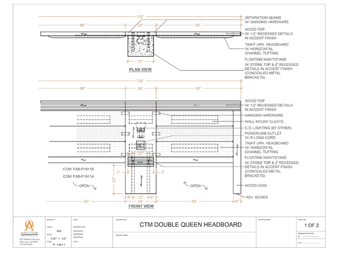 Queen Headboard CAD Drawing
