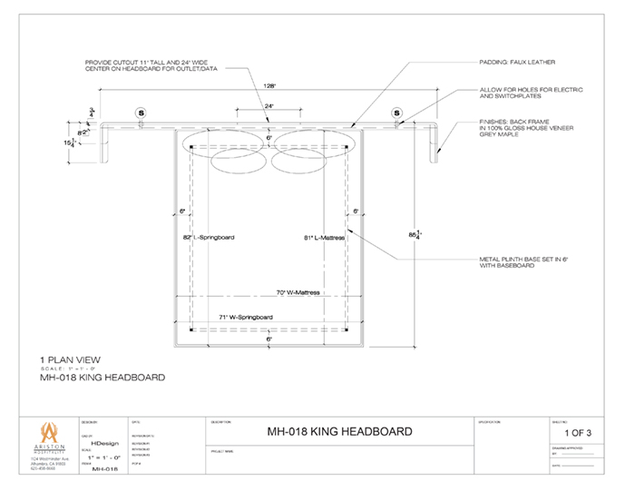 King Headboard CAD Drawing